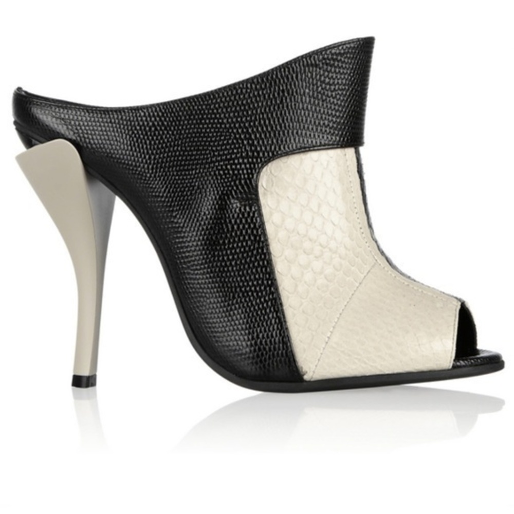 Authentic Fendi snake skin ope toe heel mules